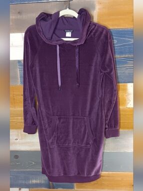 Venus Velvet Swim Cover Up Cotton Blend Plum Purple Hoodie